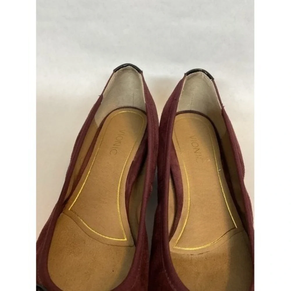 Vionic Mod Daphne Burgundy Low Block Dress Pump Heel Shoes Women 8 China Suede